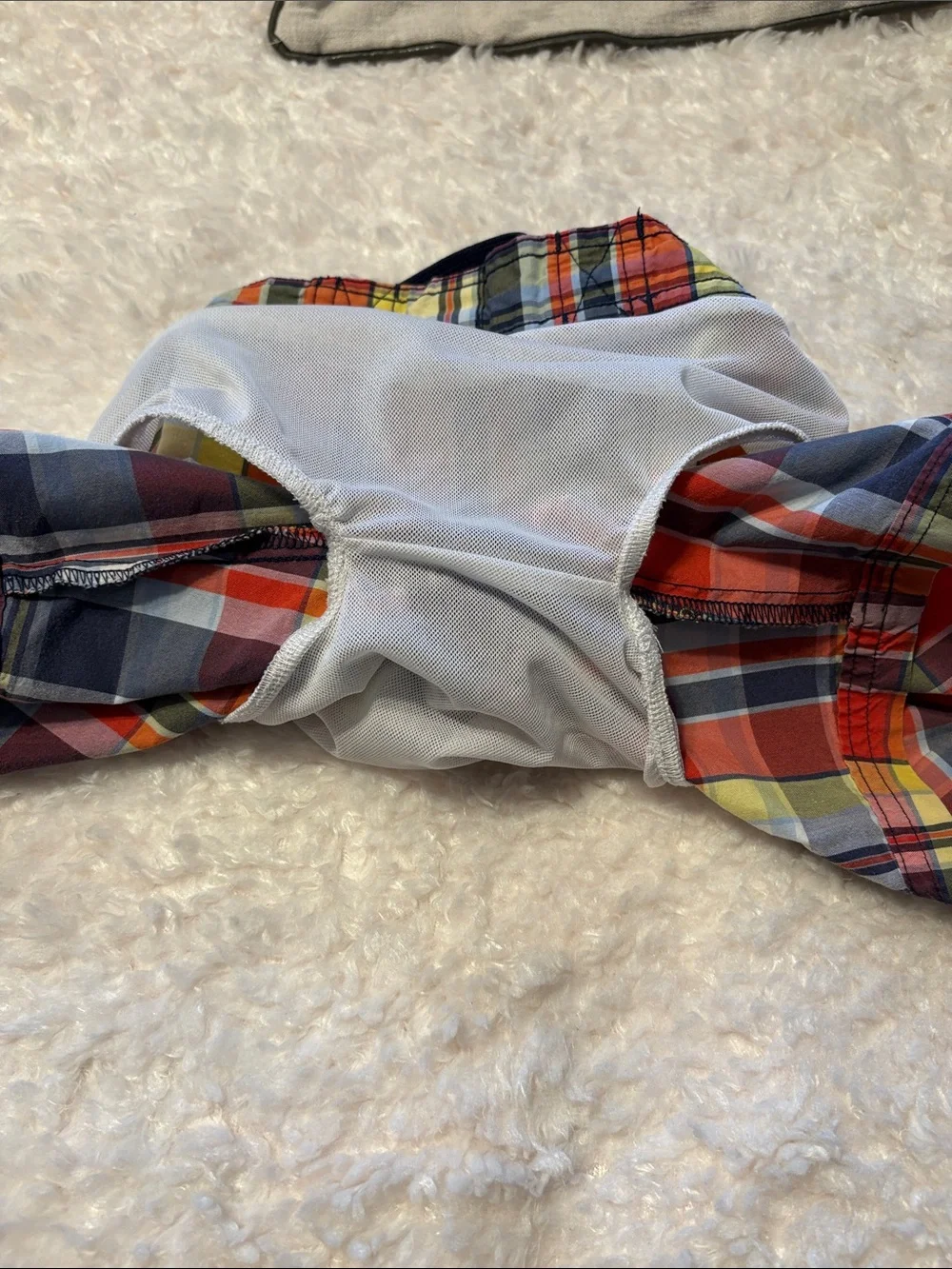 Jamie and Jack Plaid Multicolor Drawstring Swim Trunks Size 4